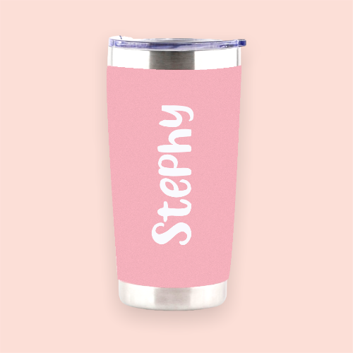 Vaso de acero rosa personalizado