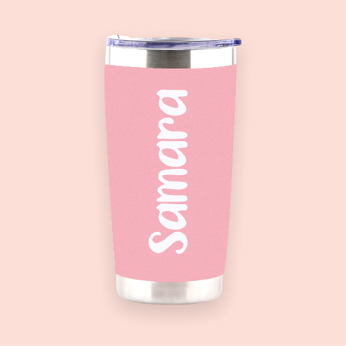 Vaso de acero rosa personalizado