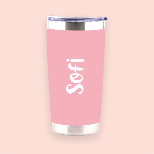 Vaso de acero rosa personalizado