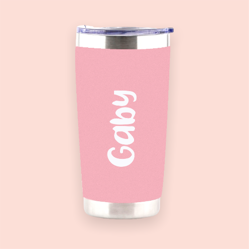 Vaso de acero rosa personalizado