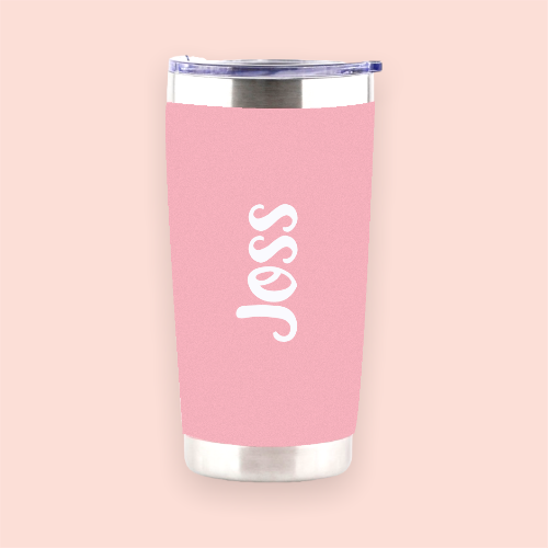 Vaso de acero rosa personalizado