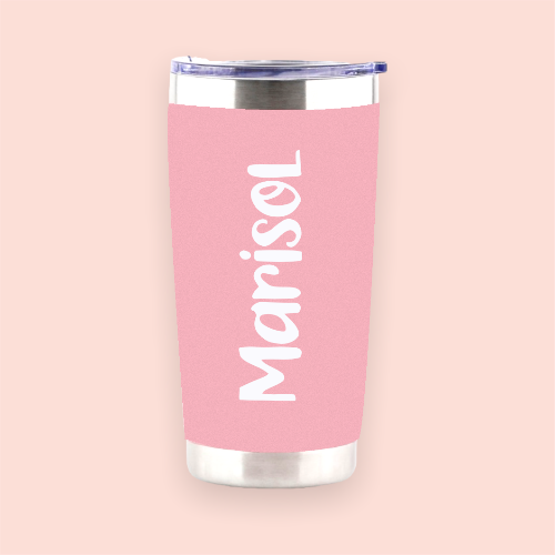 Vaso de acero rosa personalizado