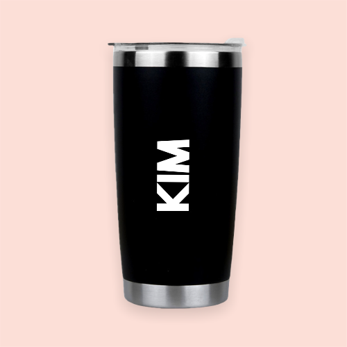 Vaso de acero negro personalizado