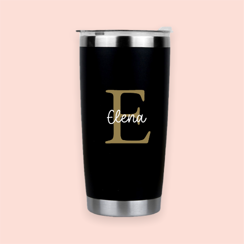 Vaso de acero negro personalizado