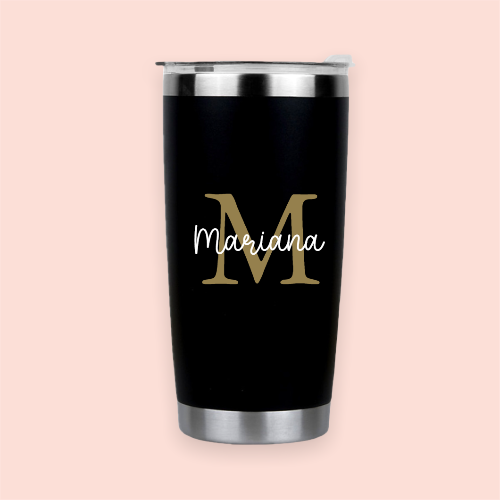 Vaso de acero negro personalizado