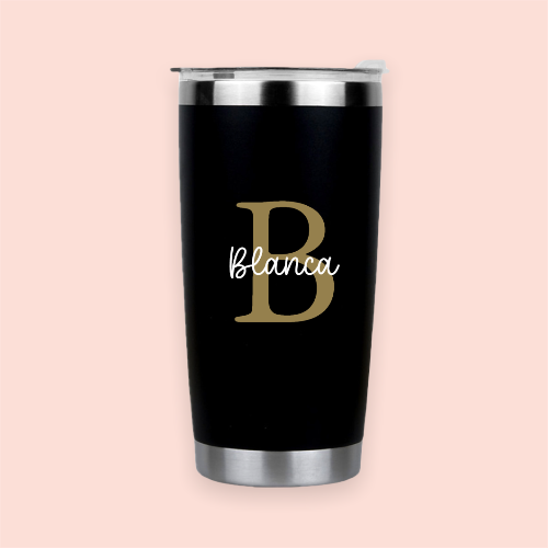 Vaso de acero negro personalizado