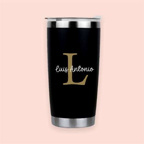 Vaso de acero negro personalizado