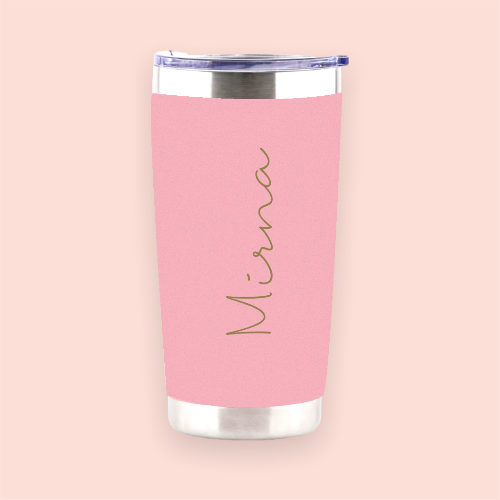 Vaso de acero rosa personalizado