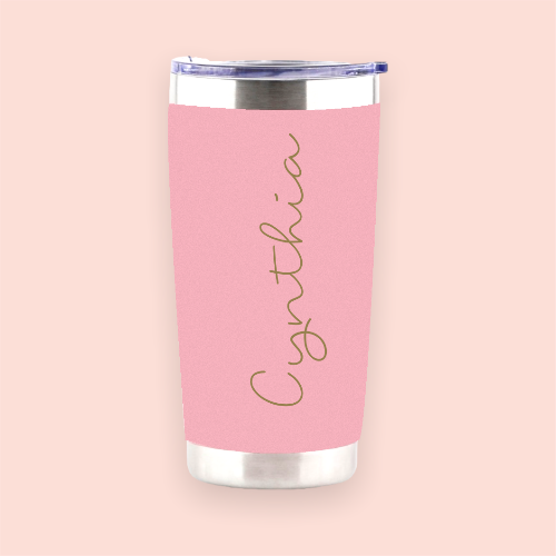 Vaso de acero rosa personalizado