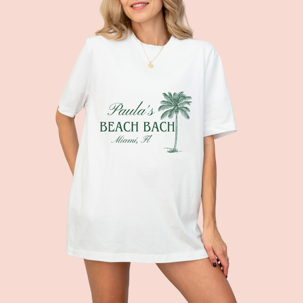 Playera oversize personalizada "Beach Bach"