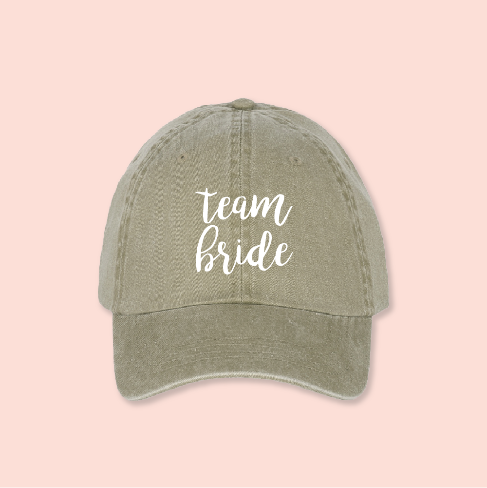 Gorra verde-olivo deslavada "Team bride"