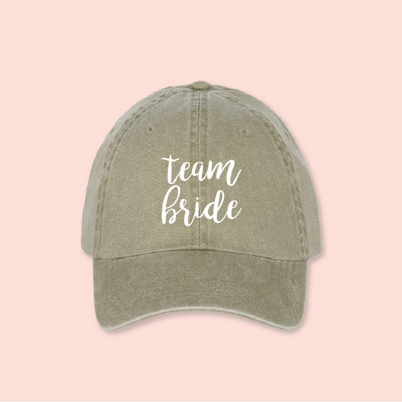 Gorra verde-olivo deslavada "Team bride"