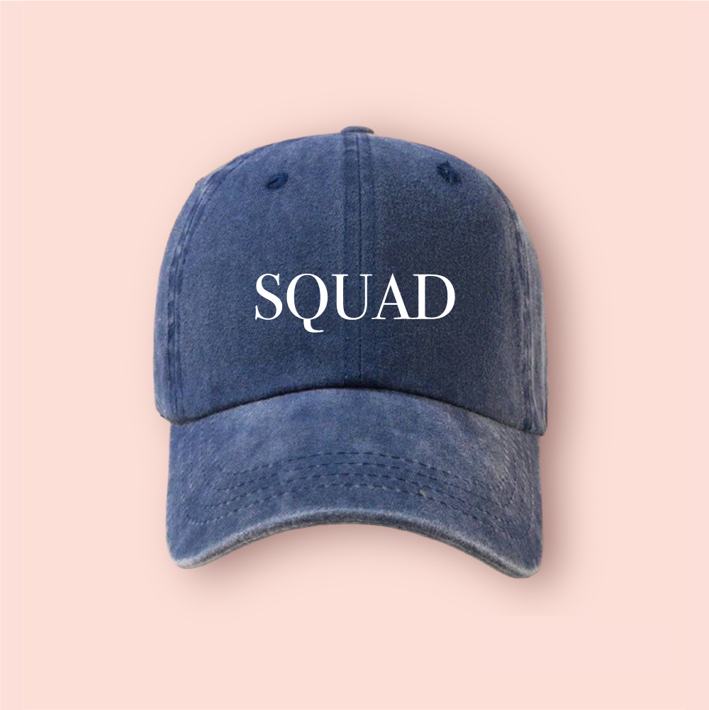 Gorra azul marino deslavada "Squad"