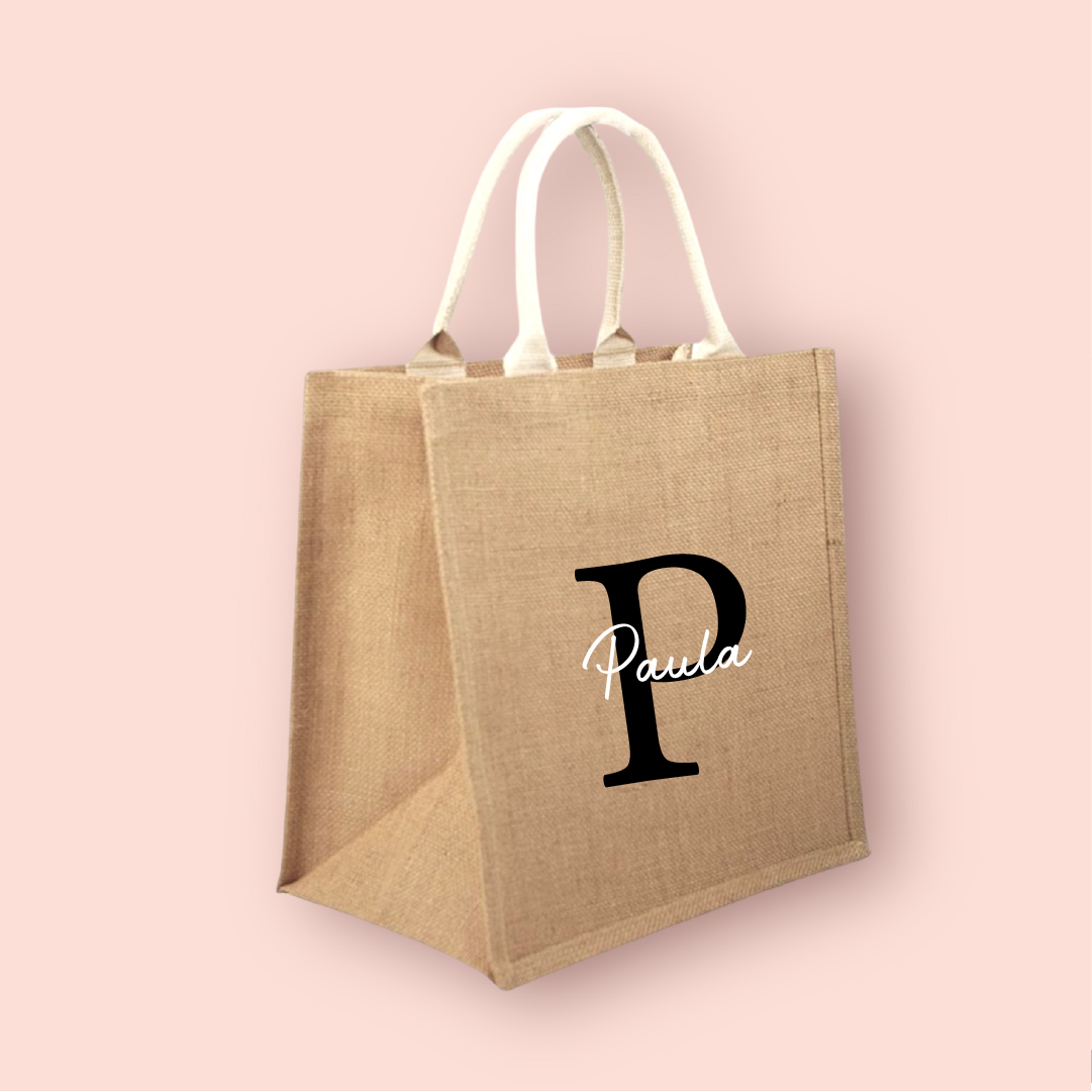 Bolsa yute personalizada con iniciales