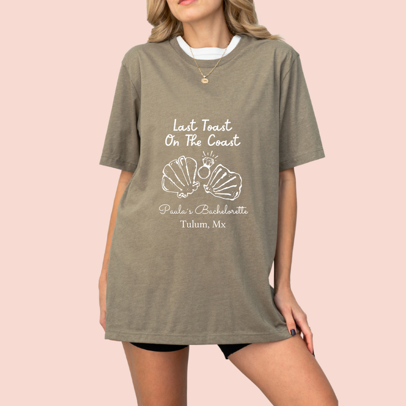 Playera oversize personalizada "last toast on the coast"