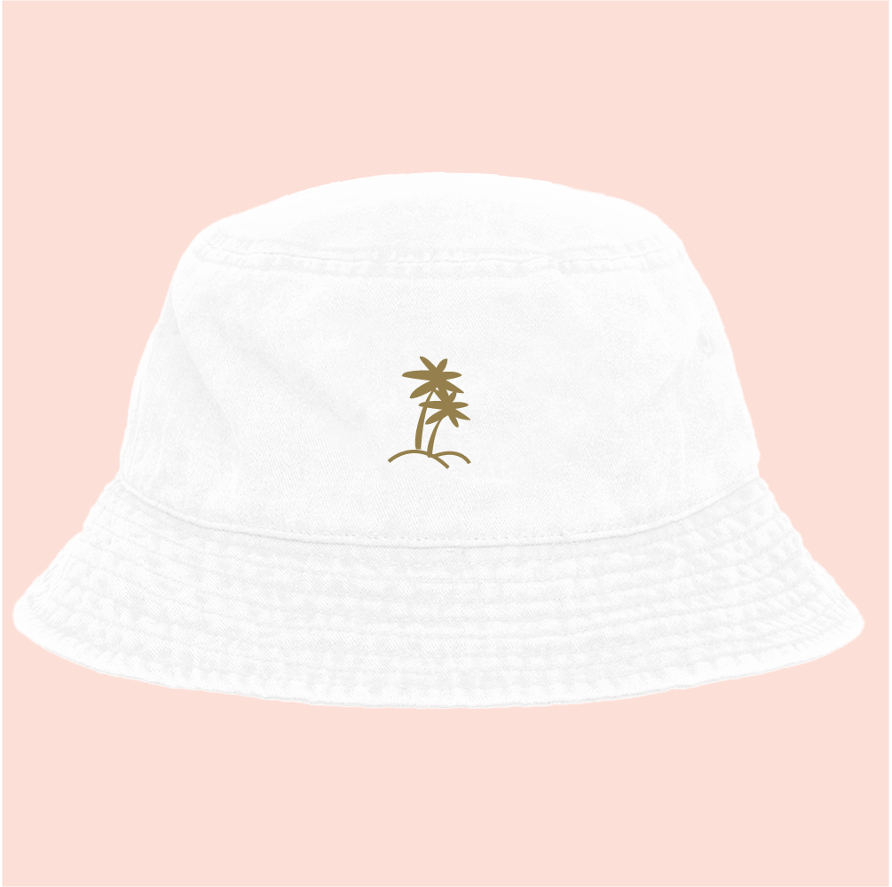 Bucket hat blanco deslavado Palm Tree