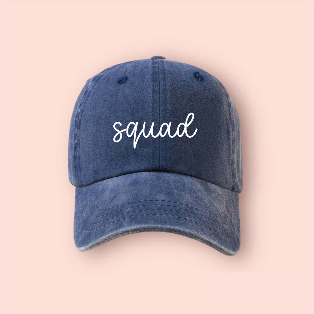 Gorra azul marino deslavada "Squad"