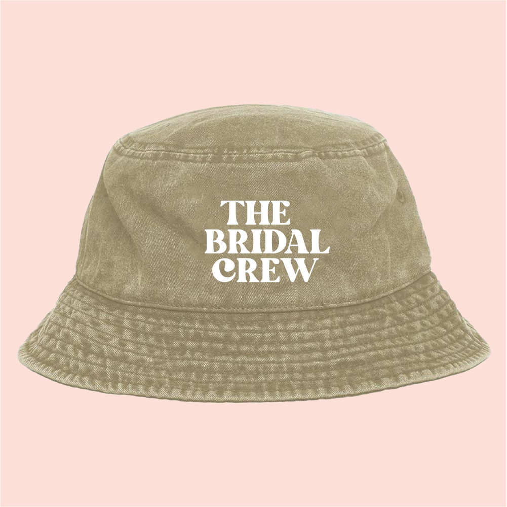Bucket hat verde deslavado palm "the bridal crew"
