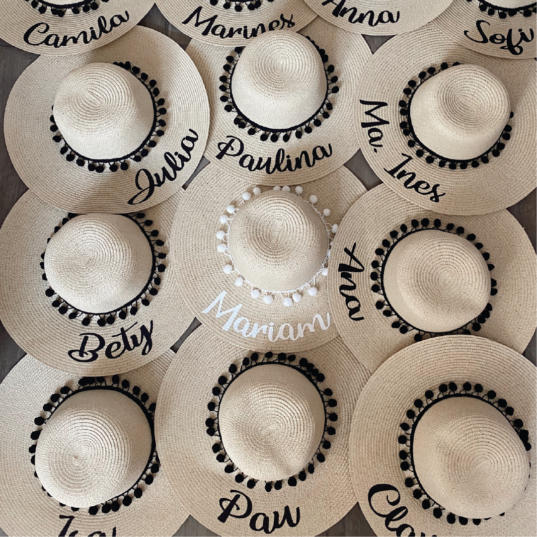 Sombrero playero personalizado texto blanco