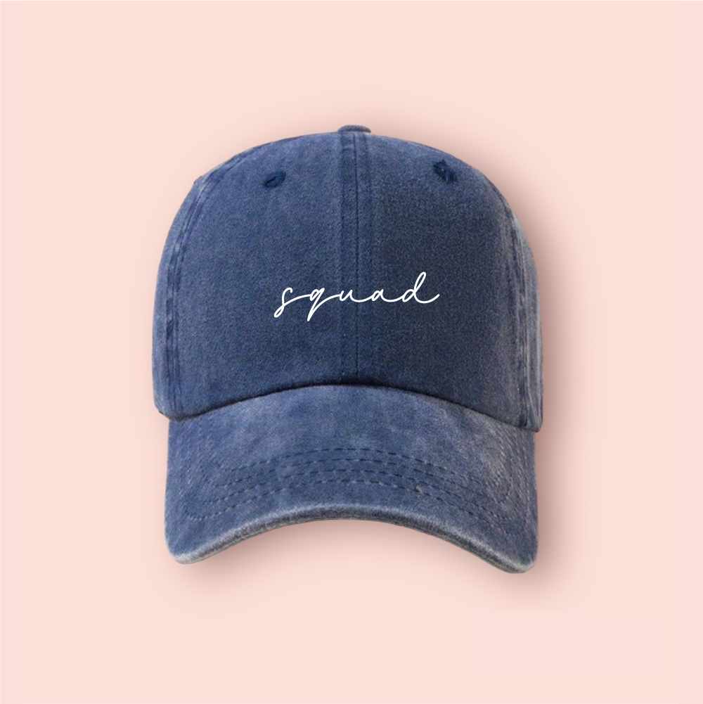 Gorra azul marino deslavada "Squad"