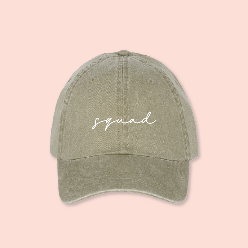 Gorra verde-olivo deslavada "Squad"