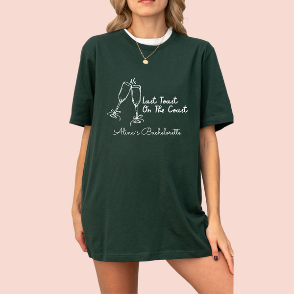 Playera oversize personalizada "Last Toast on the coast"