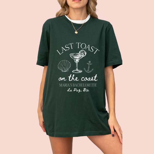 Playera oversize personalizada "last toast on the coast"