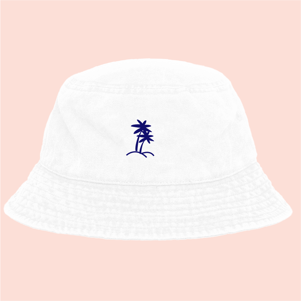 Bucket hat blanco deslavado Palm Tree