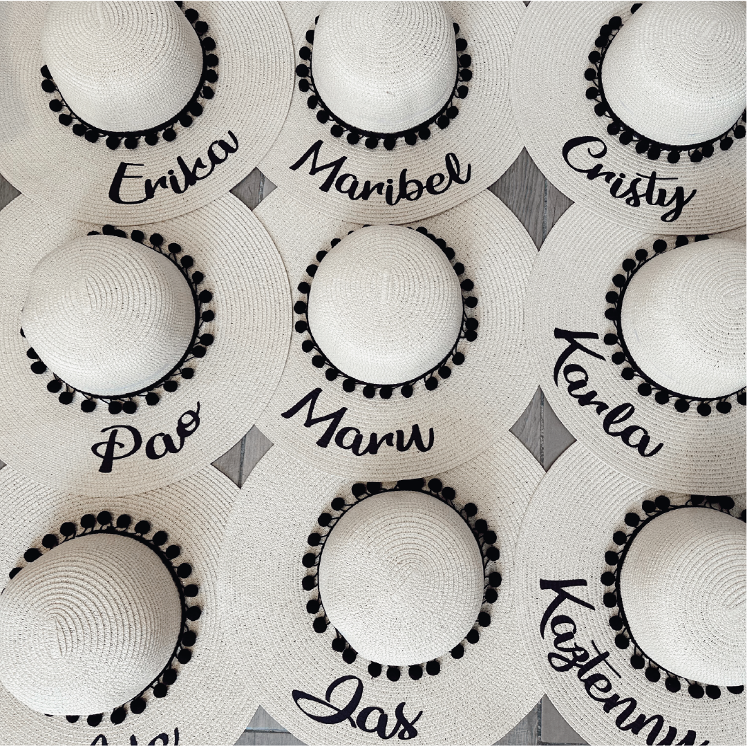 Sombrero playero personalizado texto negro