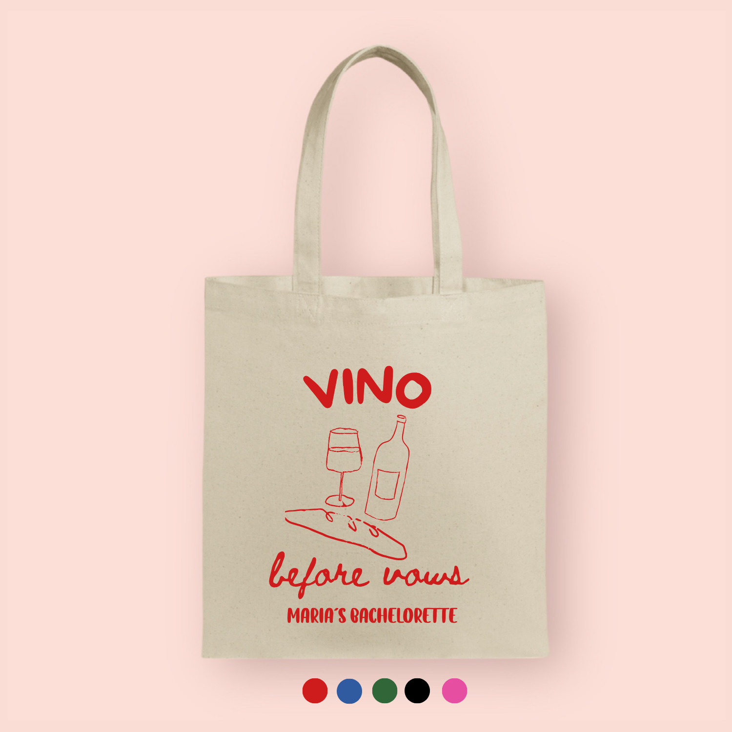 Tote bag "Vino before vows" personalizada