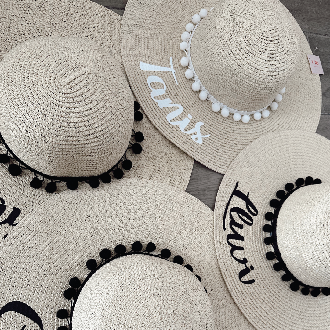 Sombrero playero personalizado texto blanco