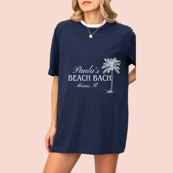 Playera oversize personalizada "Beach Bach"