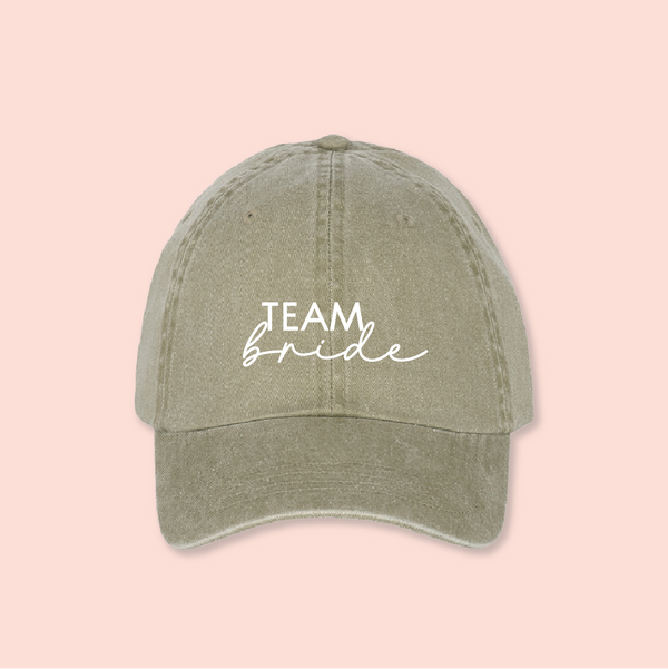 Gorra verde-olivo deslavada "Team bride"