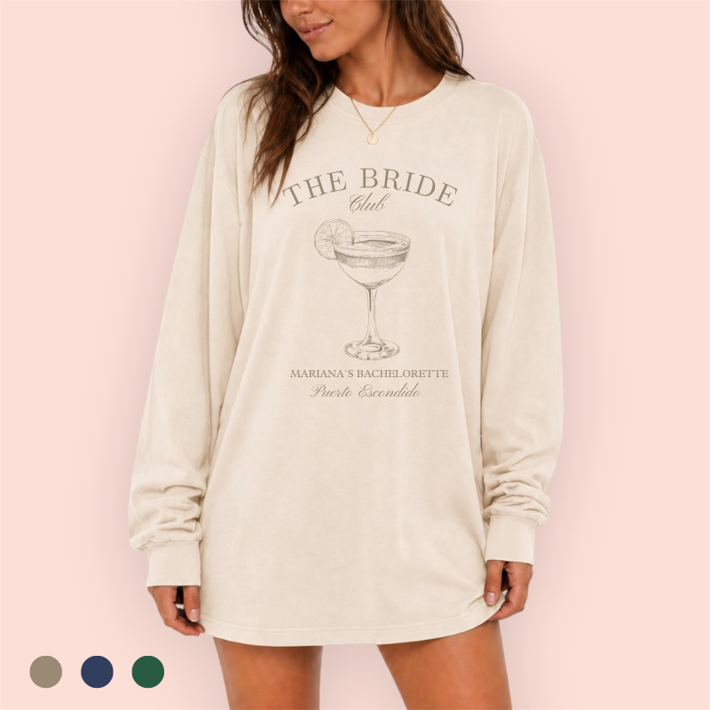 Playera manga larga oversize personalizada "the bride club"