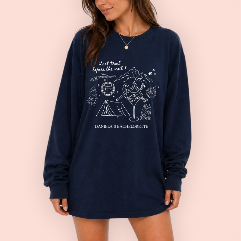 Playera manga larga oversize personalizada "last trail before the rail"