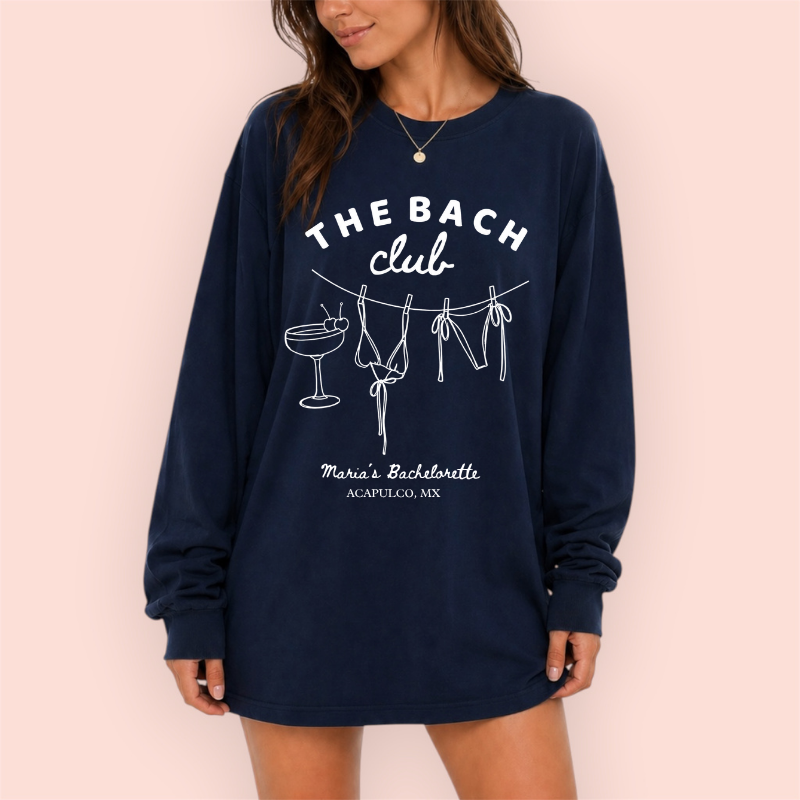 Playera manga larga oversize personalizada "the bach club"
