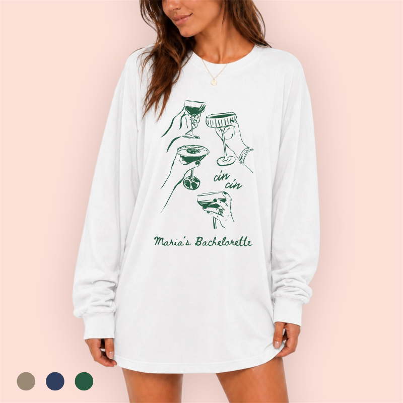 Playera manga larga oversize personalizada "cin cin"