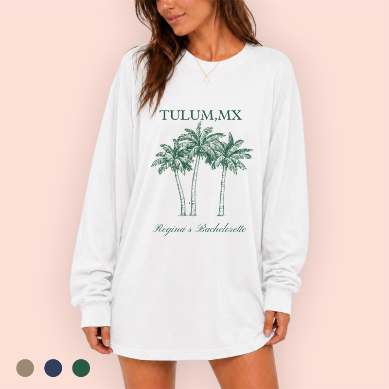 Playera manga larga oversize personalizada "palmtrees"