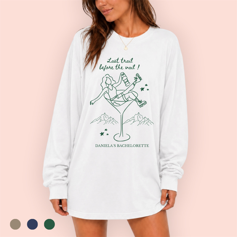 Playera manga larga oversize personalizada "last trail before the vail"