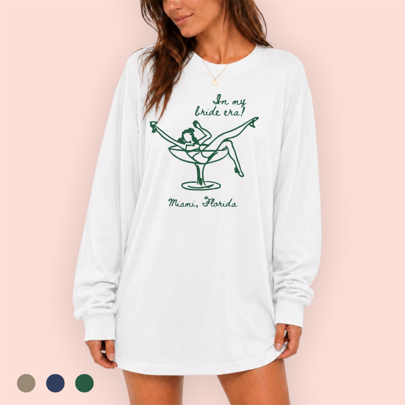Playera manga larga oversize personalizada "In my bride era"