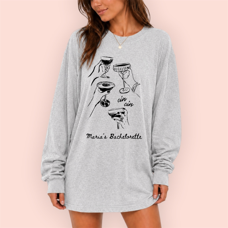 Playera manga larga oversize personalizada "cin cin"