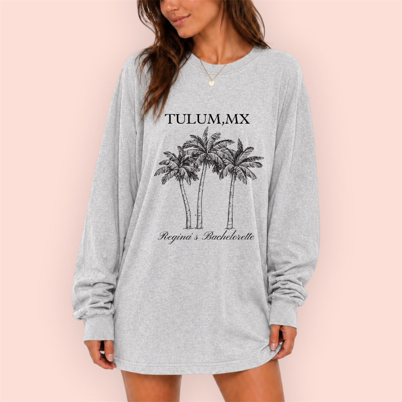 Playera manga larga oversize personalizada "palmtrees"