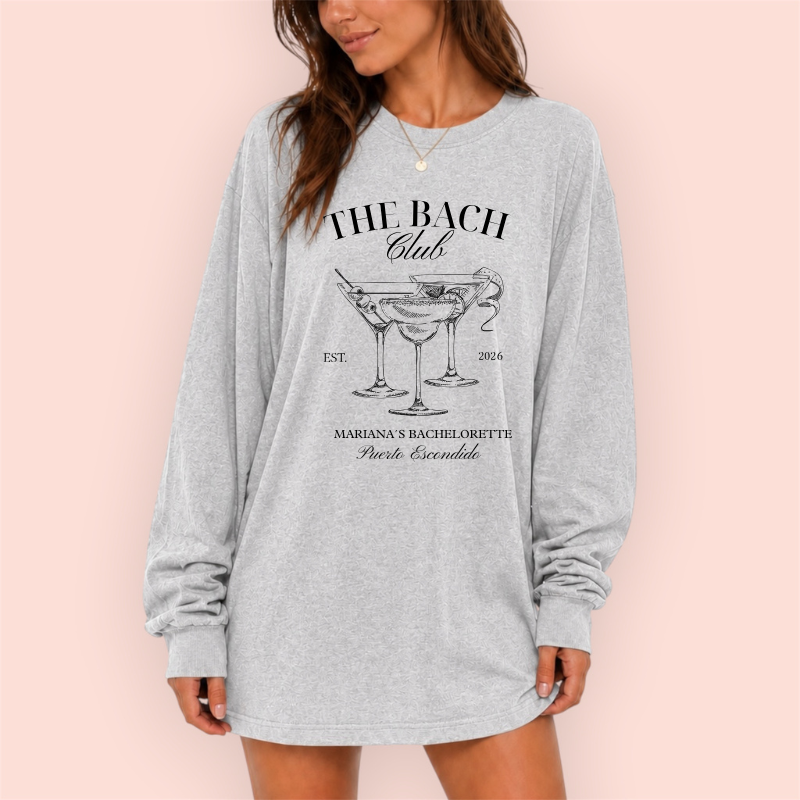 Playera manga larga oversize personalizada "the bach club"