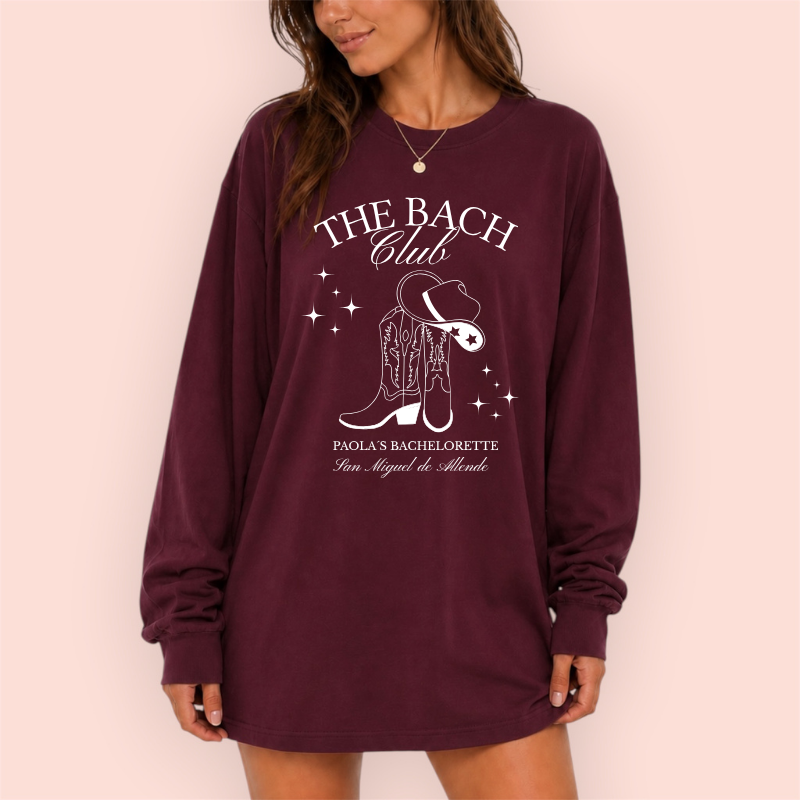 Playera manga larga oversize personalizada "the bach club"