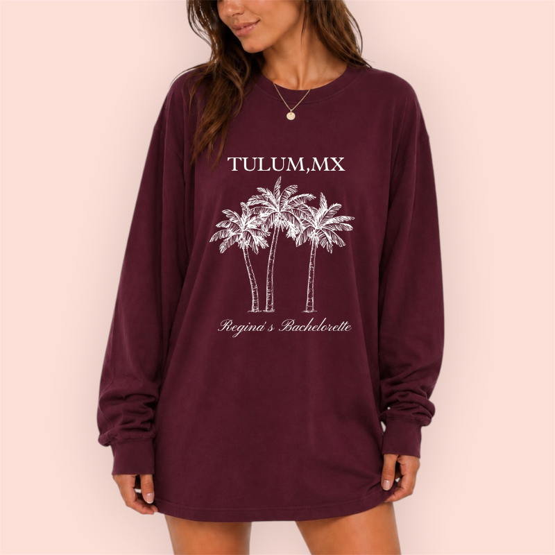 Playera manga larga oversize personalizada "palmtrees"