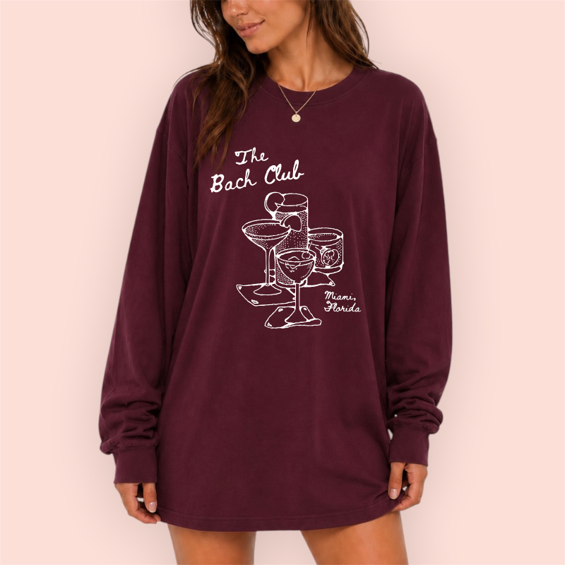 Playera manga larga oversize personalizada "the bach club"