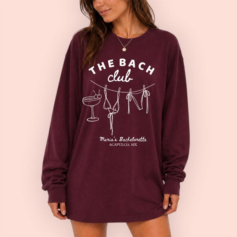 Playera manga larga oversize personalizada "the bach club"