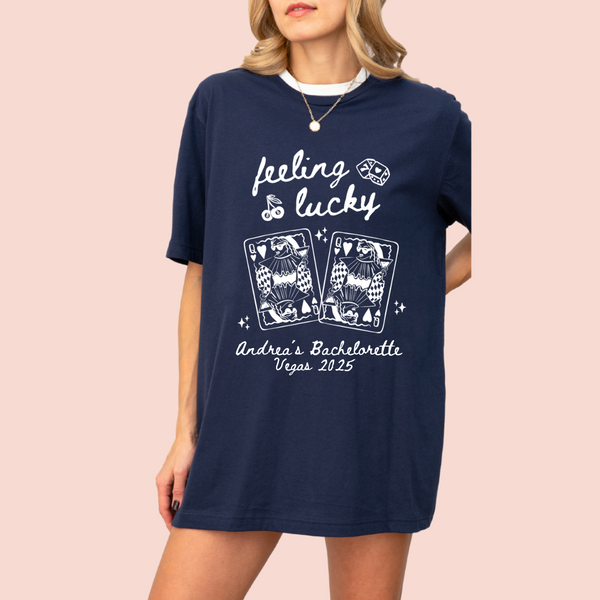 Playera oversize personalizada "Feeling lucky"