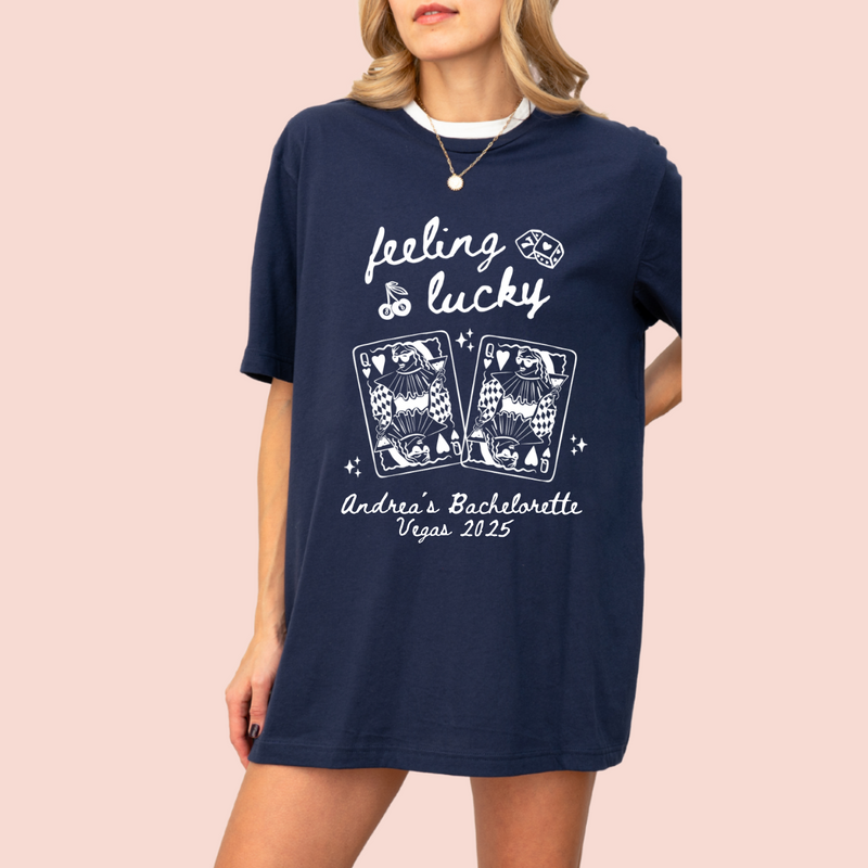 Playera oversize personalizada "Feeling lucky"