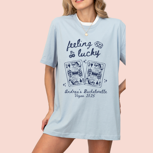 Playera oversize personalizada "Feeling lucky"